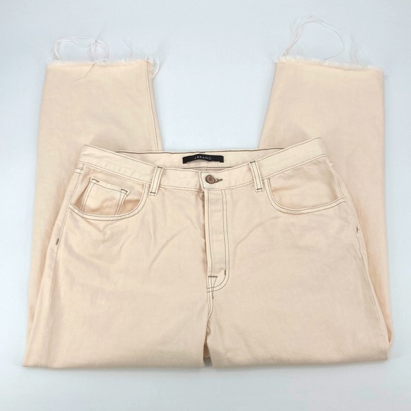 J Brand Wynne 100% Cotton High Rise Button Fly Crop Raw Hem Straight Jeans 32 - Picture 3 of 15